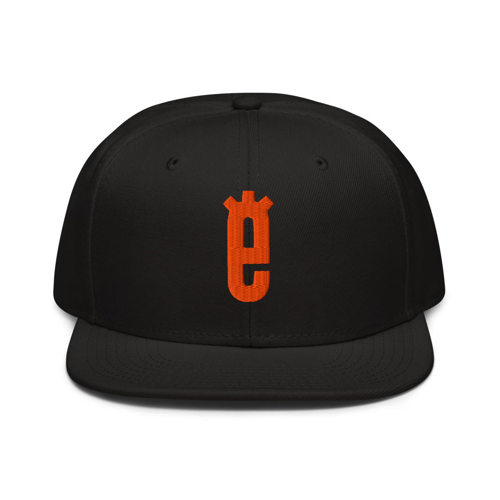 Bold Logo Snapback Hat in black with large center embroidered logo