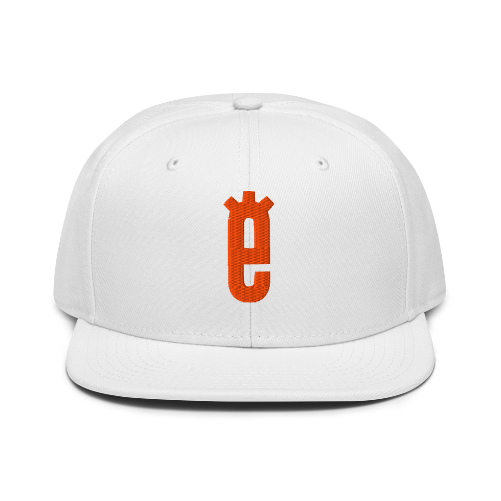 Bold Logo Snapback Hat in white with large center embroidered logo